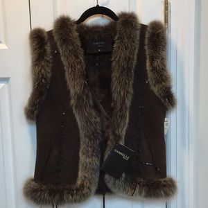 Brown Fox Fur Trim Vest
